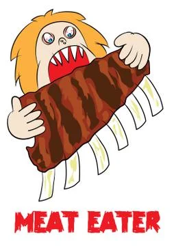 Meat eater lover carnivore funny cartoon Stock Illustration