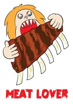 Meat eater lover carnivore funny cartoon Illustrazione stock