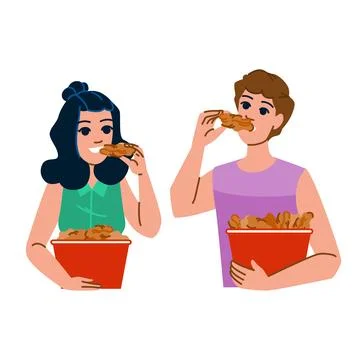 Meat eating chicken wings vector Stock Illustration