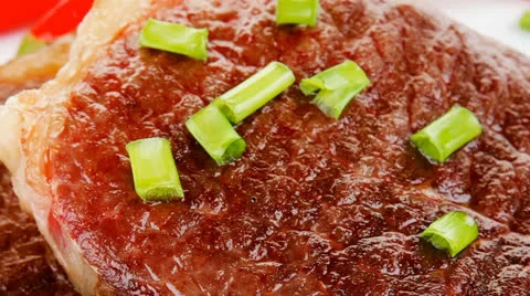 Meat entree : grilled beef steak 库存影片 24259934