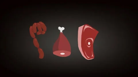 Meat Factory - vector animation - three pieces - black 01 Stock Footage 61572292
