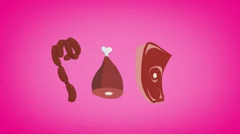 Meat Factory - vector animation - three pieces - pink 01 Stock Footage 61572307