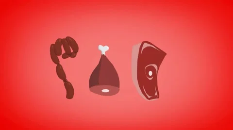 Meat Factory - vector animation - three pieces - red 01 Stock Footage 61572308