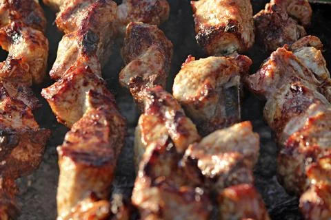 Meat on the fire, barbecue Stock Photos