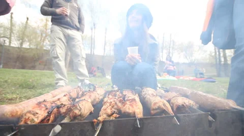 Meat on the fire Stock Footage 4682011