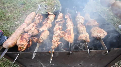 Meat on fire Stock Footage 4682014