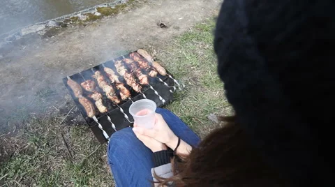 Meat on the fire Stock Footage 4682067