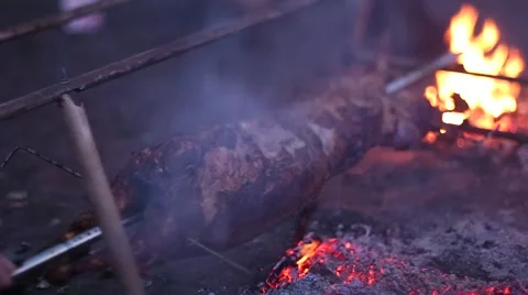 Meat on the fire Stock-Footage 58179044