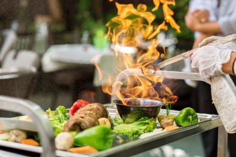 Meat with fire Stock Photos