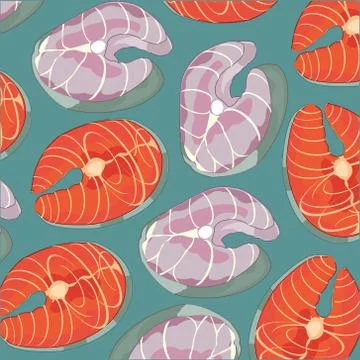 Meat of fish decorative pattern on gray background Stock Illustration