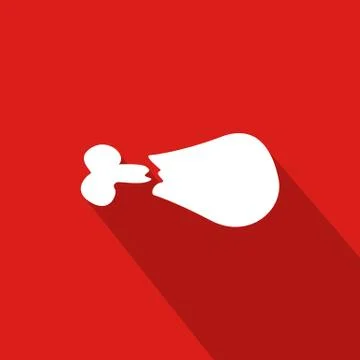 Meat Flat Icon With Red Background Stock Illustration