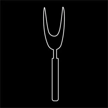 Meat fork kitchen cook restaurant line doodle Stock Illustration
