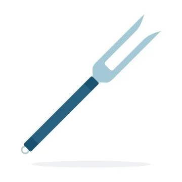 Meat fork vector flat material design isolated object on white background. Illustrazione stock