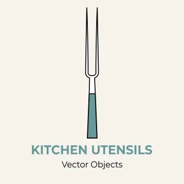 Meat fork vector isolated illustration. Vector line illustration icon menu ba Stock Illustration
