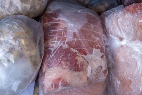 Meat in the freezer. Stock Photos