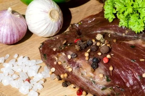 Meat with fresh vegetables. Stock Photos