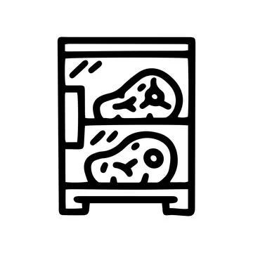 Meat fridge line vector doodle simple icon Stock Illustration