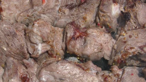 Meat is fried on charcoal 1 Stock Footage 133185632
