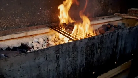 Meat is fried on fire Stock-Footage 80043305