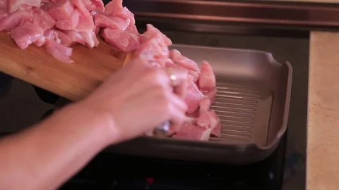 Meat is fried Video stock 100989372