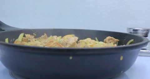 Meat fried in a frying pan Video stock 145788664