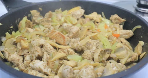 Meat fried in a frying pan Video stock 145829991