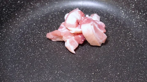 Meat is fried in a frying pan Stock Footage 255398725