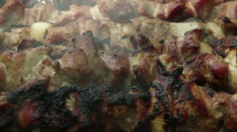 Meat is fried on the grill Stock Footage 27653533
