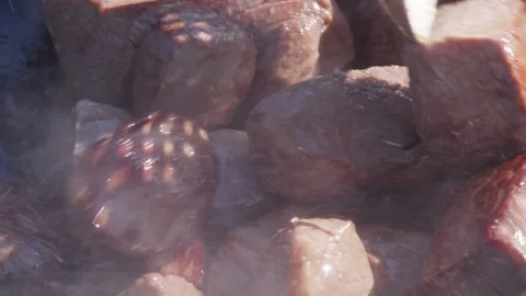 Meat is fried in oil Video stock 286842125