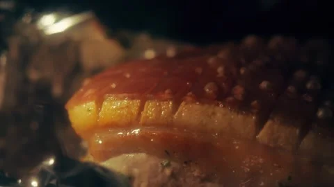 Meat is fried in the oven. baking meat. pork in the oven. Stock Footage 305203346