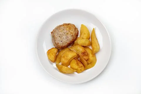 Meat With Fried Potatoes Stock Photos