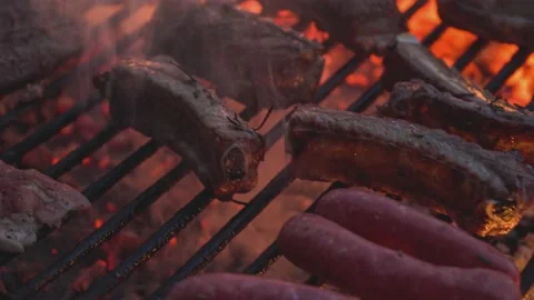 Meat on the grill 2 Stock Footage 163581190