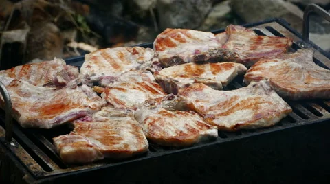 Meat on the grill, 4k Stock Footage 68362787
