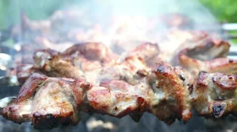 Meat on a grill Stock Footage 10835523