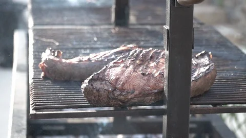 Meat on grill Stock Footage 127868941