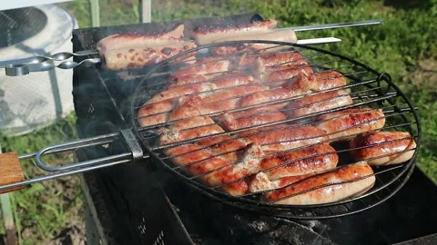 Meat on the grill Stock Footage 159440215