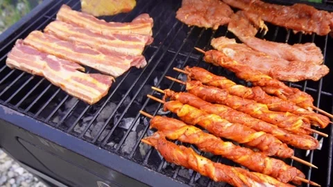 Meat on the grill Stock Footage 206450105