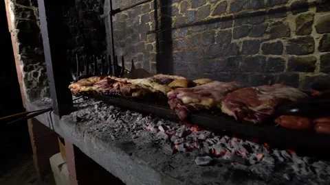 Meat on the grill Stock Footage 303636686