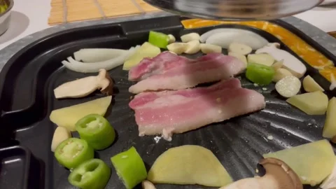 Meat grill in pan. Stock Footage 201245585