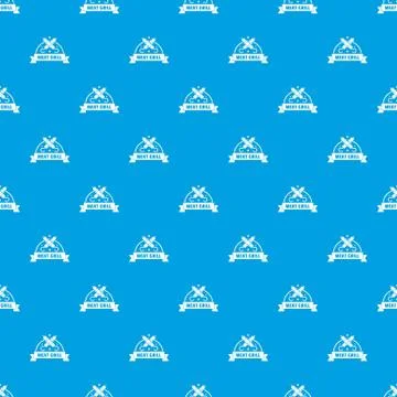 Meat grill pattern vector seamless blue Stock Illustration