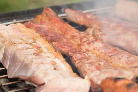 Meat on the grill Stock Photos