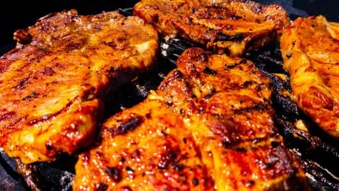 Meat on a grill Stock Photos