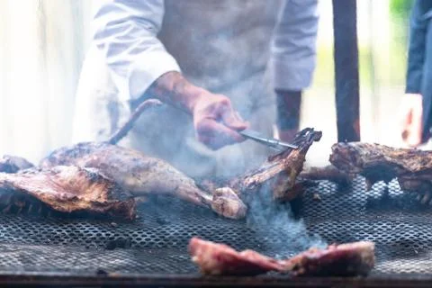 The meat on the grill Stock Photos