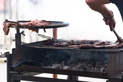 The meat on the grill Stock Photos