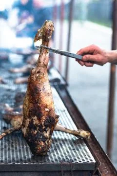 The meat on the grill Stock Photos
