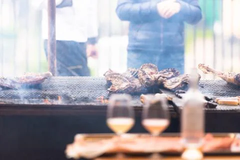 The meat on the grill Stock Photos
