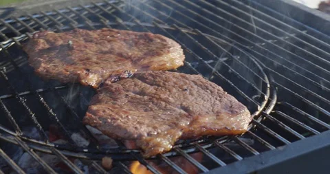 Meat Is Grilled Stock Footage 107325781