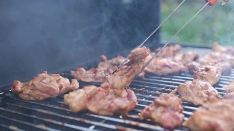 The meat is grilled. Stock Footage 201949528