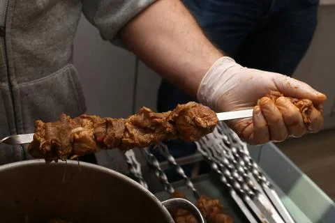 Meat is grilled Stock Photos