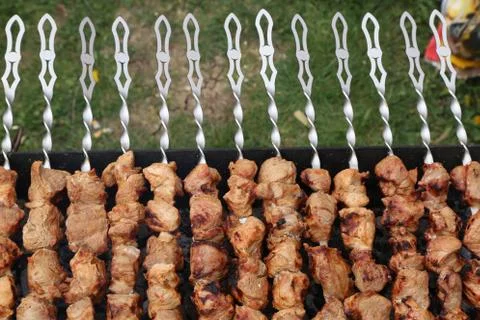 Meat is grilled Stock Photos